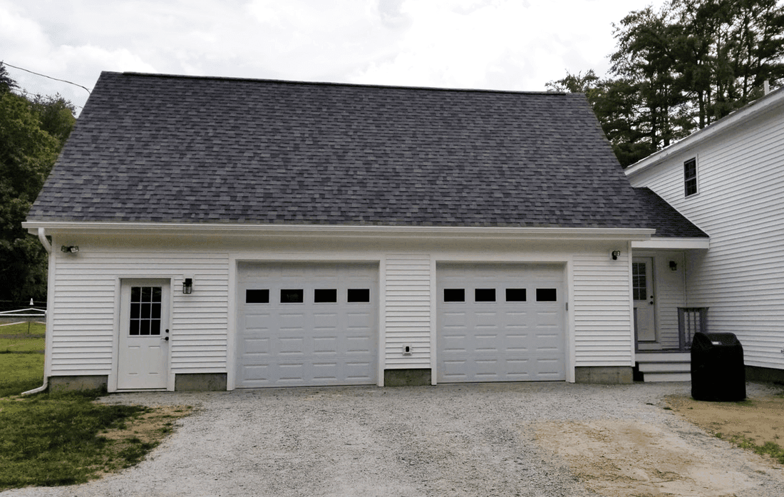 Two car garage built in New Hampshire
